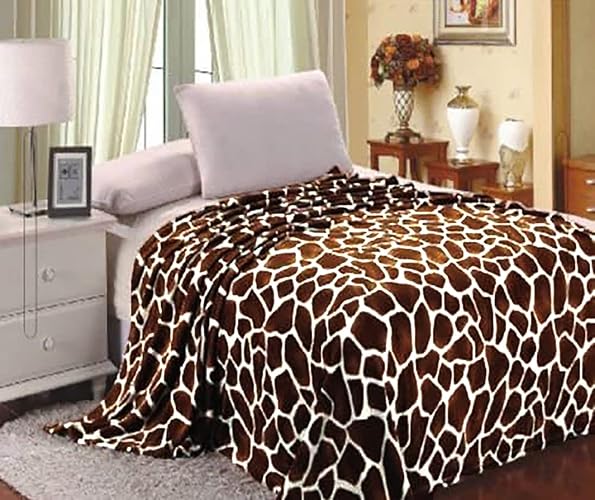 Home Must Haves Ultra Soft Micro Plush Luxurious Flannel Fur All Season Premium Warm Cozy Bed Blanket (King 90"x80") (Giraffe Skin Print)