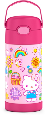THERMOS FUNTAINER 12 Ounce Stainless Steel Vacuum Insulated Kids Straw Bottle, Hello Kitty