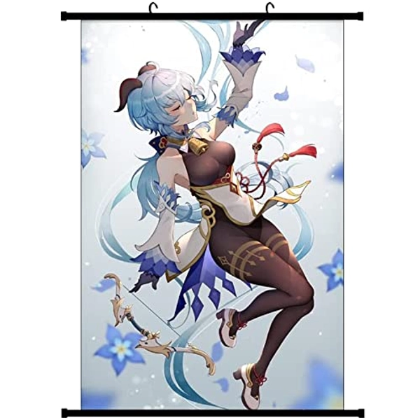 IFHDO Genshin Impact-Poster Wallscroll Shippuden Leinwand-Kunstposter Anime Manga Stoffposter Anime Plakat Rollbild Wallscroll Anime Manga Wanddeko Familienschlafzimmerdekor-Poster 40 x 60 cm
