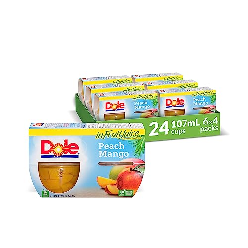 Dole Fruit Bowls Peach Mango In Fruit Juice, Healthy School Snacks, 107ml, 24 Cups - Peach Mango - 107mL (Pack of 24)