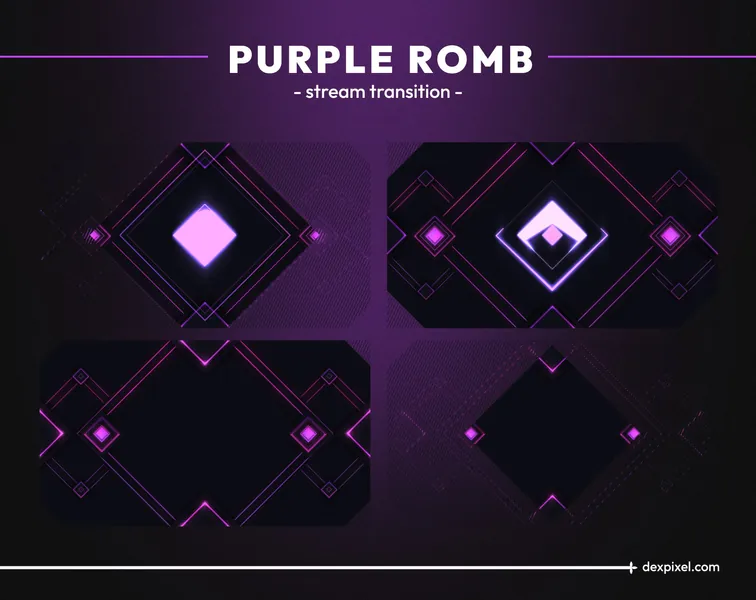 Purple Romb Sci-Fi Stream Scene Transition |  Blue OBS Stinger |  Abstract Geometric Stream Transition Twitch or Youtube