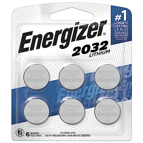 Energizer CR2032 Batteries, 3V Lithium Coin Cell 2032 Watch Battery,White (6 Count) - 6 Count (Pack of 1)