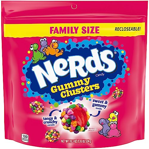 Nerds Gummy Clusters Rainbow, Back to School Candy, Rainbow, Resealable 18.5 Ounce Resealable Big Bag