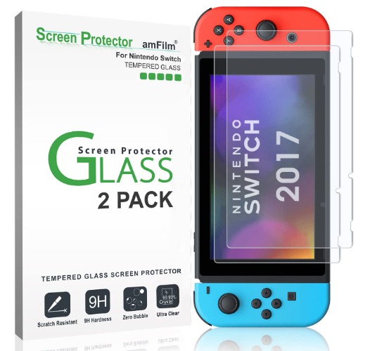 amFilm Nintendo Switch Screen Protector (2 Pack), Premium Tempered Glass Screen Protector Film for Nintendo Switch (2017) - 