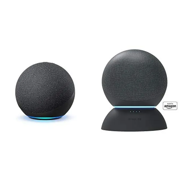 Echo (4th Gen) bundle with"Made for Amazon" Battery Base for Echo - Charcoal