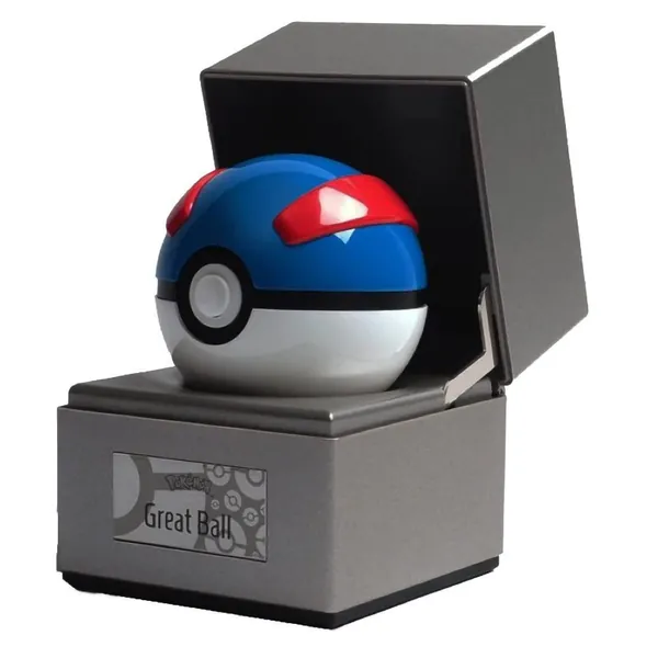 Great Ball Authentic Replica - Realistic, Electronic, Die-Cast Poke Ball with Ball and Display Case Light Features by The Wand Company - Officially Licensed by Pokemon - 