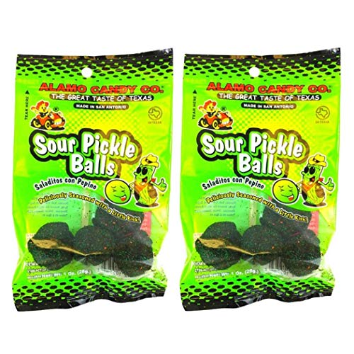 3 pack-Alamo Candy Sour Pickle Balls, 1 Oz (Pack of 2) - 1 Ounce (Pack of 6)