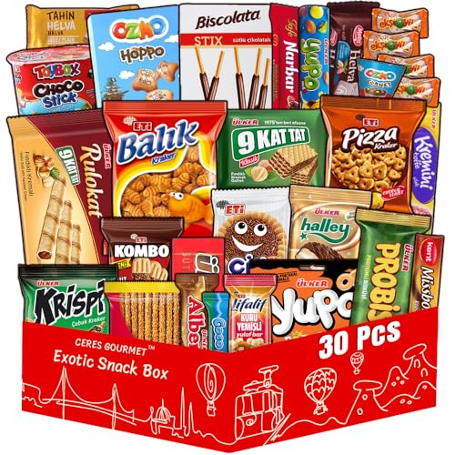 International Snack Box, 30 Pcs Premium Foreign Rare Snack Food Gifts with Suprise Item,European Snacks for Adults and Kids - Maxi