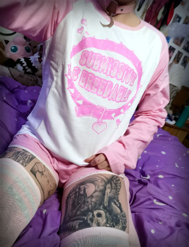 Submissive and Breedable Pink Full Outfit/T-shirt | T-shirt Only XXL / Standard Full-Length