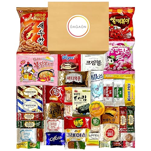 DAGAON Finest Korean Snack Box 42 Count – Variety Snacks Including Korean’s Favorite Chips, Biscuits, Cookies, Pies, Candies. Perfect appetizing Korean snacks for any occasions, gifts and everyone.