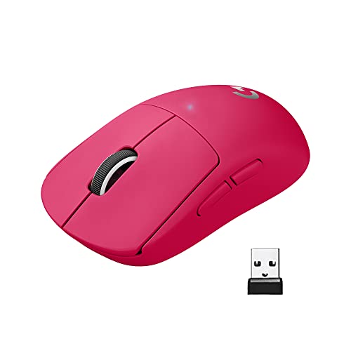 Logitech G PRO X SUPERLIGHT Souris Gaming sans Fil, Ultra légère 63g, Capteur HERO 25K, 25 600 PPP, 5 Boutons Programmables, Longue Longévité des Piles, Memoire Integrée, Compatible avec PC/Mac - Magenta - Génération 1 - Souris Gamer