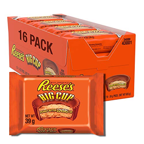 Reeses Big Cup Standard Bar - Großer Erdnussbutter-Cup-Riegel: 16 Stück (16 x 39 g) - Erdnussbutter - 39 g (16er Pack)