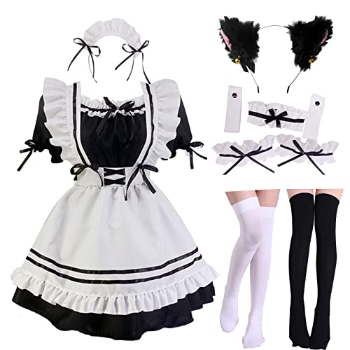 GKMAJKMB Japanese Maid Outfit Anime French Maid Apron Classic Lolita Fancy Dress Cosplay Costume for Halloween Party - Asia 4XL(US-2XL)