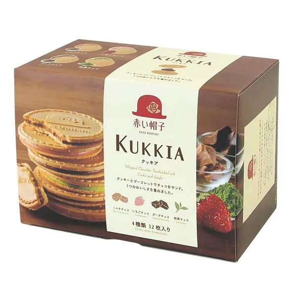 Kukkia Quatre Cookies Flavors of Chocolate, Strawberry, Dark Chocolate, Matcha Green Tea - 