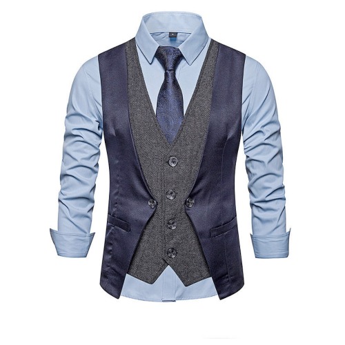 Mens Formal Daul Layer Vest - Blue / M