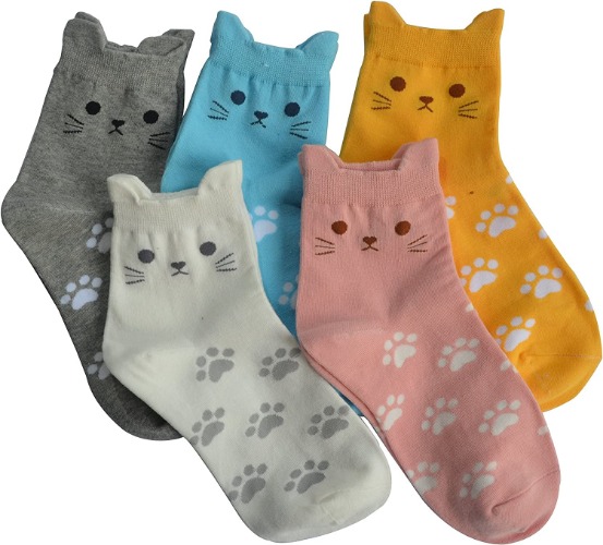 Jeasona Women's Cat Socks - Multicoloured Cat