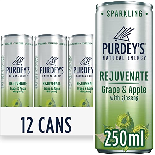 Purdey’s Rejuvenate Natural Energy Drink 12 x 250 ml Cans - Rejuvenate - 250 ml (Pack of 12)