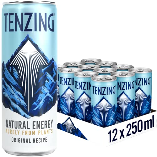 TENZING Natural Energy Drink, Plant Based, Vegan, & Gluten Free Drink, Original Recipe, 250ml (Pack of 12) - Single - Original Recipe - 250 ml (Pack of 12)