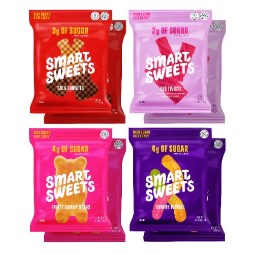 SmartSweets Variety Pack, Candy with Low Sugar & Low Calorie, Healthy Snacks for Kids & Adults - Gummy Worms, Red Twists, Fruity Gummy Bears, Cola Gummies, 1.8oz (Pack of 8) - Fresh & Fruity Variety Pack