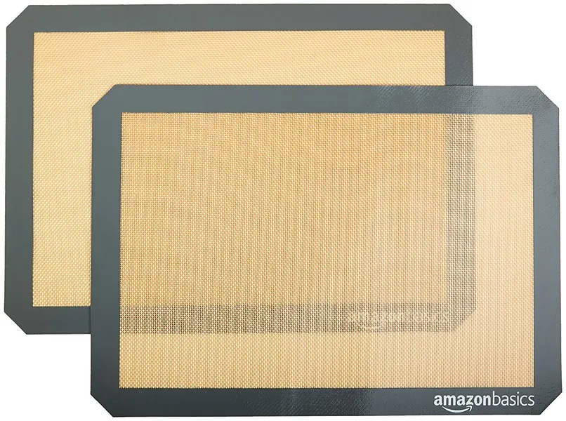 Amazon Basics Silicone, Non-Stick, Food Safe Baking Mat - Pack of 2 - New Beige/Gray 2-Pack Baking Mats