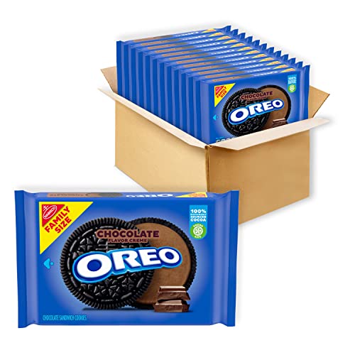 OREO Chocolate Creme Chocolate Sandwich Cookies, Family Size, 12 - 18.71 oz Packs - Chocolate - 18.71 Ounce (Pack of 12)