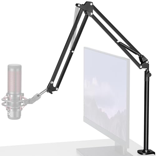 InnoGear Desk Mic Stand, Overhead Mic Boom Arm Microphone Stands High Riser for Blue Yeti Snowball HyperX QuadCast SoloCast Fifine Shure SM7B and Other Mics