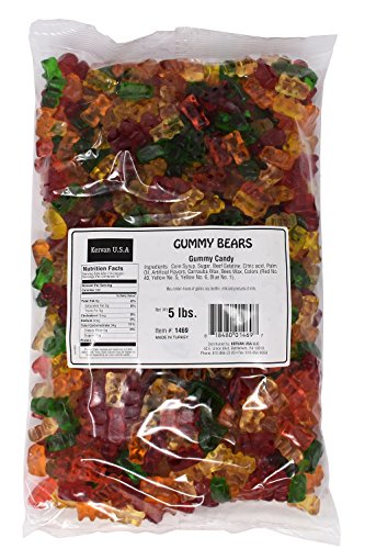 Kervan Candy Assorted Bears Bulk Gummy Candy - 5 Pound Bag - Fruity & Sweet Gift Snacks for Kids - Party Size - Assorted Bears