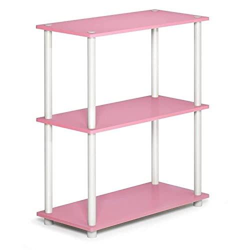 Furinno Turn-N-Tube 3-Tier Compact Multipurpose Shelf Display Rack, Pink/White - Pink/White - 3-Tier Round Tube