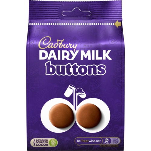 Cadbury Dairy Milk Giant Chocolate Buttons OFFICIAL, Bite Size Chocolate Treats, 1 Bag of 119 g