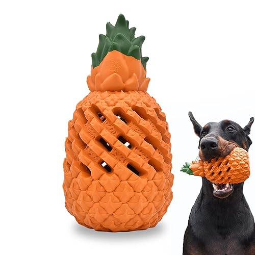 Pet-Fun Indestructible Dog Toys,Pineapple Dog Chew Toys,Interactive Dog Toys for Boredom,Natural Rubber Tough Dog Toys,Dog Teething Toys,Dog Toys for Large Dogs - Large - Orange