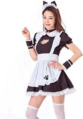 KINOMOTO Women's Cute Cat Cosplay Maid Costume Lolita Fancy Dress with Apron