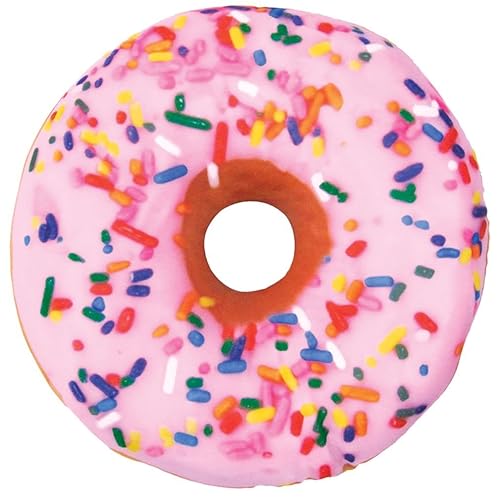 iscream Sugar-riffic Donut Shaped Bi-Color 16" Photoreal Print Microbead Pillow, Pink Front/Chocolate Back, 16"Wx16"H - Pink Front/Chocolate Back - Full Size Unscented