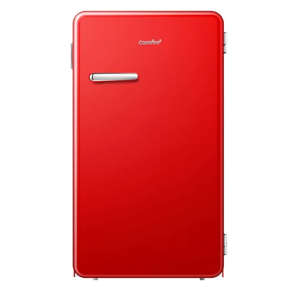 comfee 3.3 Cubic Feet Solo Series Retro Refrigerator Sleek Appearance HIPS Interior, Energy Saving, Adjustable Legs, Temperature Thermostat Dial, Removable Shelf, Perfect for Home/Dorm/Garage [Red] - Red Refrigerator