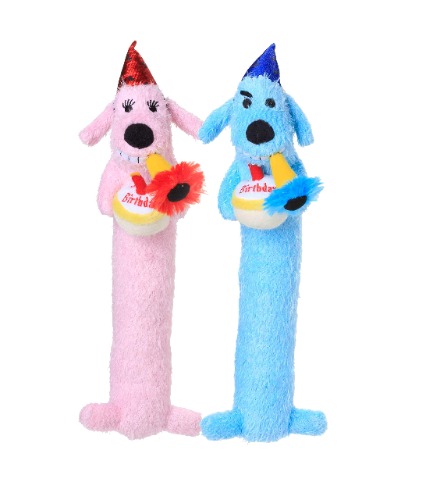 Multipet's 12-Inch Happy Birthday Loofa Dog Toy, 1 Count (Colors May Vary) - Assorted 1