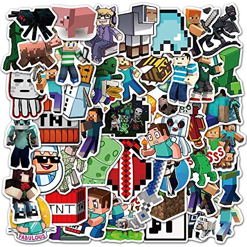 Potota Minecra_ft Stickers| 50 Pack |Vinyl Waterproof Stickers for Laptop,Bumper,Water Bottles,Computer,Phone,Hard hat,Car Stickers and Decals,(Minecra_ft-50)