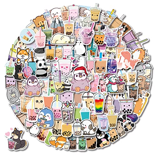 Boba Stickers 105PCS Kawaii Bubble Tea Stickers,Drink Stickers, Vinyl Cute Tea Stickers Gifts,Asthetic Stickers,Water Bottle Sticker Pack for Teens Girls Kids