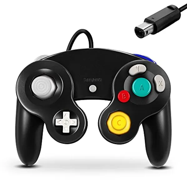 FIOTOK Gamecube Controller, Classic Wired Controller for Wii Nintendo Gamecube (Black)