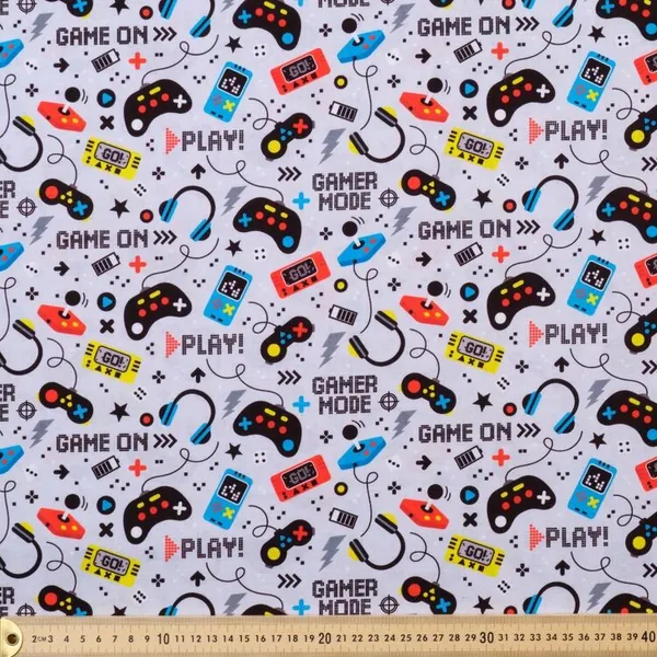 Robert Kaufman Gamer Printed 112 cm Cotton Fabric Metal