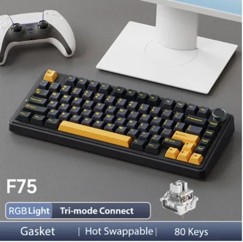 AULA F75 Mechanical Keyboard 75% 80 Key RGB Tri-Mode Wired Bluetooth 2.4G Gasket Structure Hot-swap Gaming Keyboard  4.9  10K+ ratings