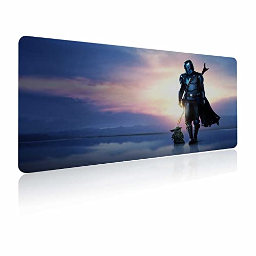 Mouse Pad XXL Star Wars The Mandalorian Yoda,Mousepad with Stitched Edges & Non-Slip Rubber Base-High Speed Surface-Laptop Desk Pads-Computer Keyboard and Mice Combo Pad Mat 15.7X35.4 - Star Wars the Mandalorian Baby Yoda - 35.4x15.7x0.12 inch
