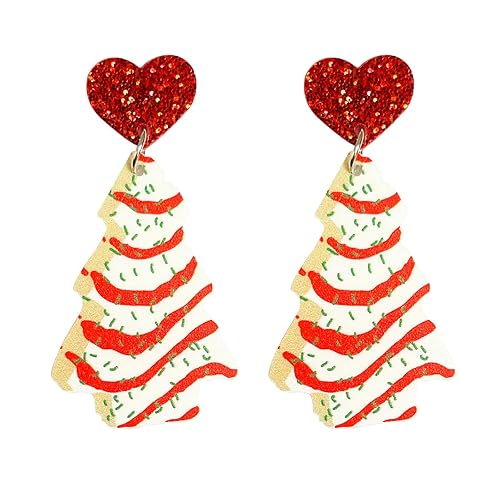 Christmas Tree Earrings Acrylic Christmas Holiday Earrings Colourful Christmas Tree Drop Dangle Earrings for Christmas Jewelry for Women - F