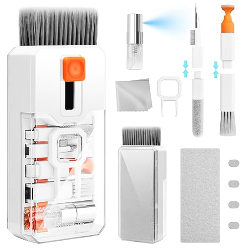 Ordilend Keyboard Cleaning Kit Laptop Cleaner, All-in-One Computer Screen Cleaning Brush Tool, Multi-Function PC Electronic Cleaner Kit for iPad iPhone Pro Earbuds Camera Monitor with Patent - White