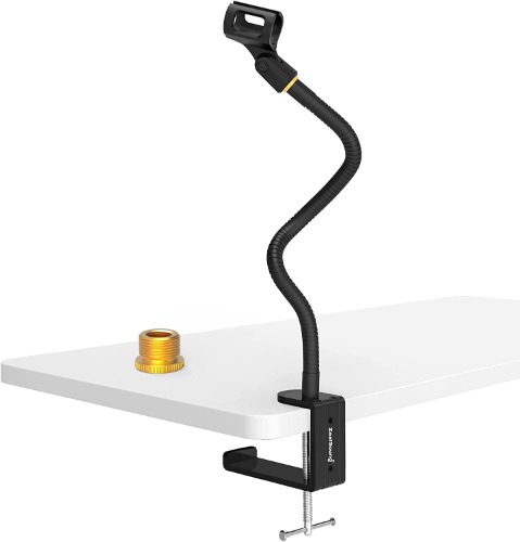 ZealSound Microphone Stand,Flexible Gooseneck Desktop Mic Stands Holder with Heavy Duty Desk Clamp, 3/8" to 5/8" Screw Adapter 360 Adjustable Compact for Blue Yeti Snowball Ice Spark (One Pack) - One Pack