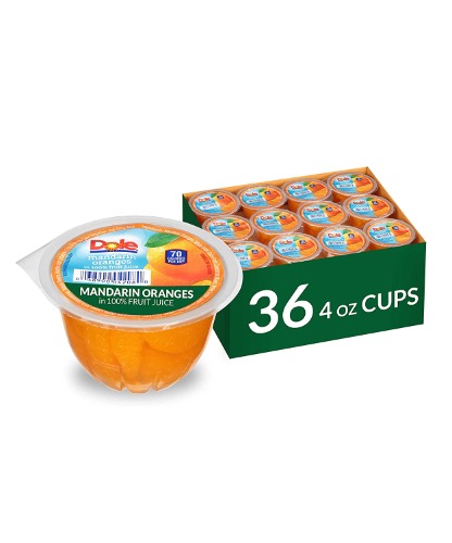 Dole Fruit Bowls Mandarin Oranges in 100% Juice, Gluten Free Healthy Snack, 4 Ounce 36 Total Cups (Pack of 36) - 4 Ounce (Pack of 36)