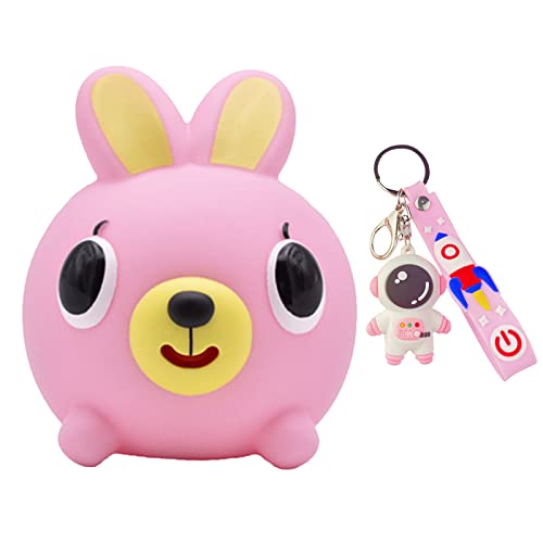YoCosii Kids Decompression' Gifts, Squeeze Toy for Stress and Anxiety Relief, Talking Animal Sound Soft Ball Screaming Toy Laughs Tongue Out Play Rabbit Pink - Light Pink - Small