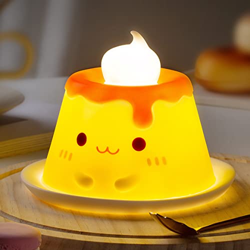 MIVANI Pudding Night Light for Kids, Kawaii Gifts for Girls, Women, Silicone LED Cute Lamp, USB Rechargeable, Tap Control, Timer Auto Shutoff, Baby Nursery Nightlight - Pudding