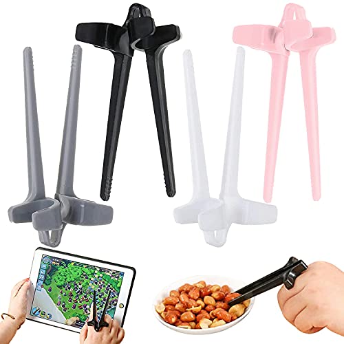 WADY Pack of 4 Finger Sticks for Gamers, Hand- Snack Chopsticks Gaming Gamers Plastic Food Tongs Clamps Lazy Auxiliary (Multi-Colour), Black, White, Grey, Pink - Black, White, Grey, Pink
