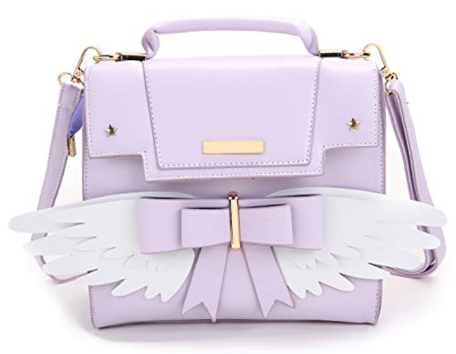JHVYF Women's Cute Wings Bow Top Handle Cross Body Shoulder Bags Girls Kawaii Handbag - A-light Purple
