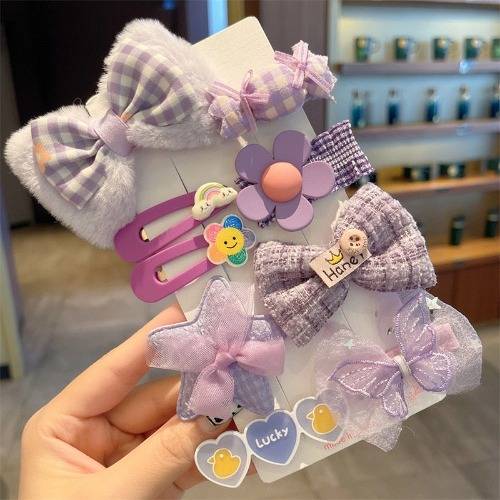 Cute Hair Clips Pins Set of 8 - Purple