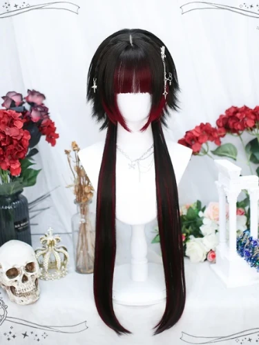 [$23.80]Red / Blue Highlight Straight Ouji Short Wig